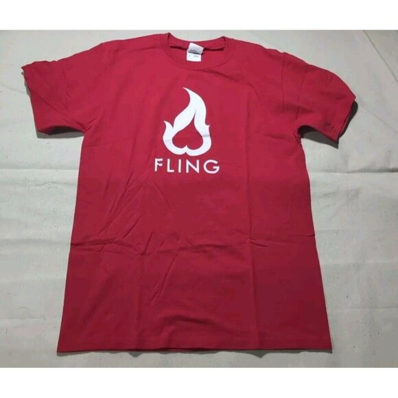 Fling Upside Down Heart Promo Mens Graphic Print Short Sleeve T-Shirt Red Medium - Picture 1 of 9